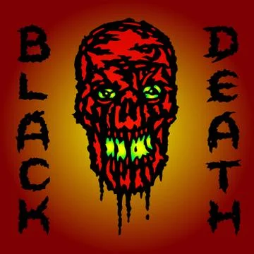 Red skull is bleeding. Black death. Vector illustration. Stock Illustration