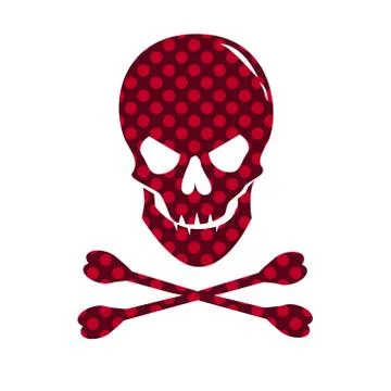 Red skull with dotted texture isolated on white background Stock Illustration