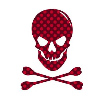 Red skull with dotted texture isolated on white background. Red skull with... Stock Photos
