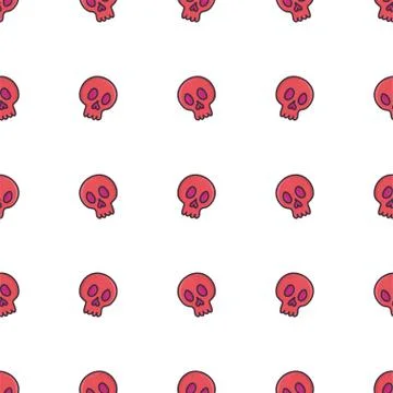 Red skull halloween seamless pattern Stock Illustration
