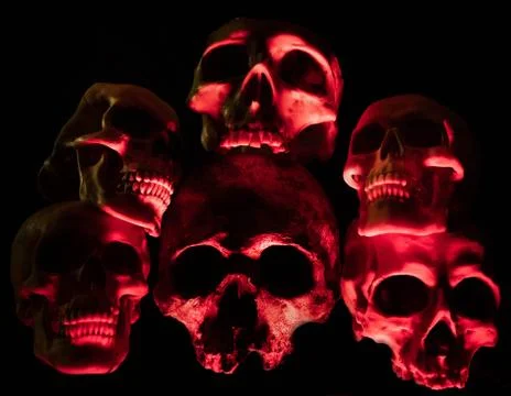 Red Skulls - dark Stock Photos
