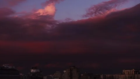 Red sky clouds over city scape Stock Footage 87294368