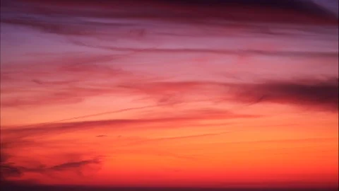 Red sky with clouds at sunset, time lapse Stock Footage 123087962
