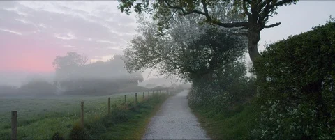 Red Sky at Dawn in the Countryside Video stock 129253299