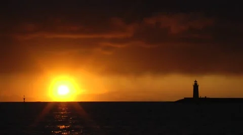Red sky during sunset, Port d´Andratx, Mallorca Majorca Stock Footage 48581777