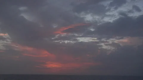 Red sky - fast moving clouds at sunset Stock Footage 37272079