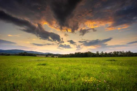 Red sky landscape Stock Photos