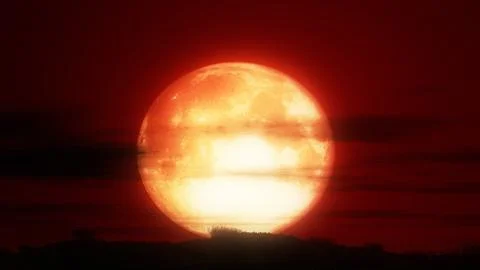 Red sky moon Illustrazione stock