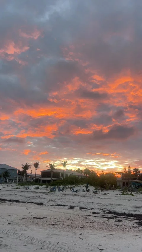 Red sky at the morning beach Video stock 336207384