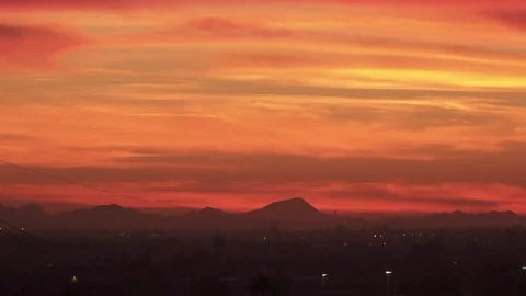 Red sky sunset outside of phoenix arizona Stock Footage 84215954