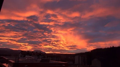 Red sky sunset timelapse Stock Footage 89761894