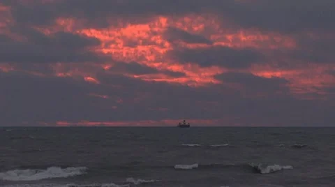 Red Sky Time Lapse on Lake Stock Footage 11130491