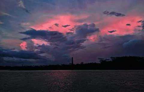 Red Sky View At Sunset Stock Photos