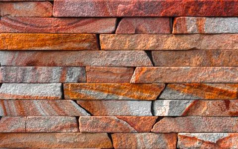 Red Slate Stone Wall background Texture Stock Photos