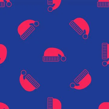 Red Sleeping hat icon isolated seamless pattern on blue background. Cap for Ilustración de archivo