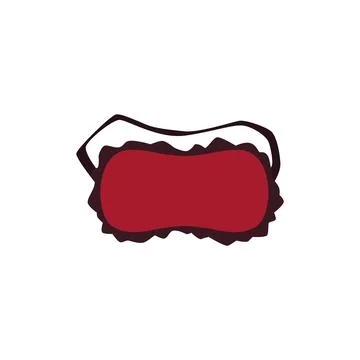 Red sleeping mask with elastic strings flat vector illustration isolated. Illustrazione stock