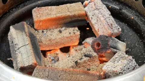 Red slide raw beef pork grill with stove charcoal in japan restaurant meat. Stock Footage 125561231