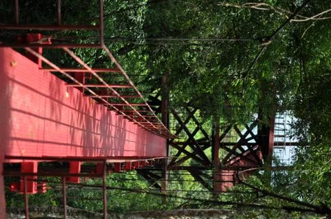 Red sling bridge Stock Photos