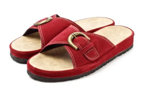 Red slippers Foto stock