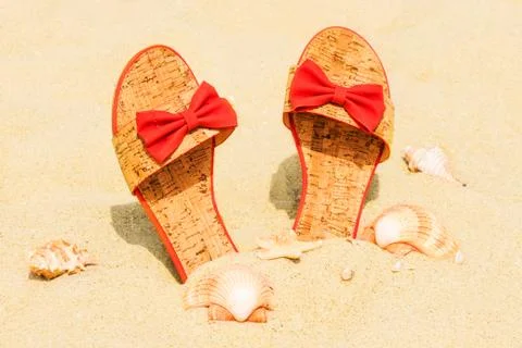 Red slippers Stock Photos