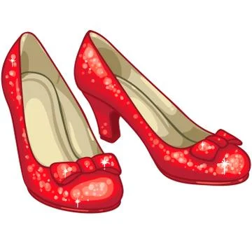 Red slippers ruby sparkly glitter illustration Stock Illustration