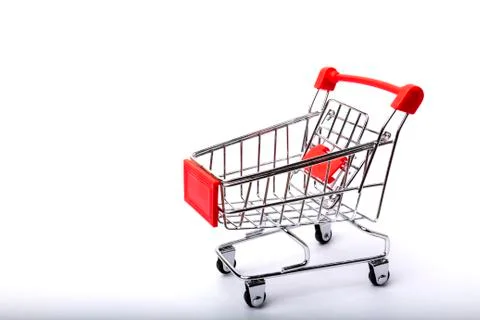 Red small cart on white background Stock Photos