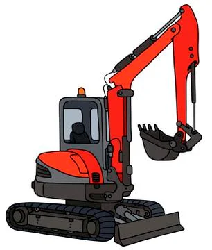 Red small excavator Stock Illustration