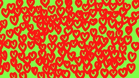 Red small hearts on green screen background. Transition template Stock Footage 230933406