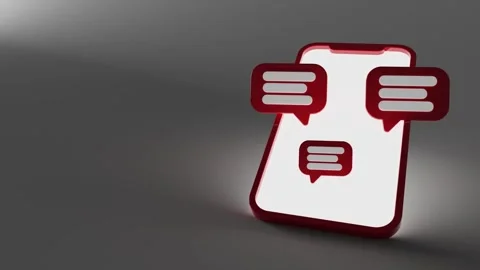 Red smart cell with white light with floating chat bubbles Stockbeeldmateriaal 242431286