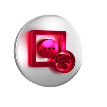 Red Smart electrical outlet system icon isolated on transparent background... Illustrazione stock