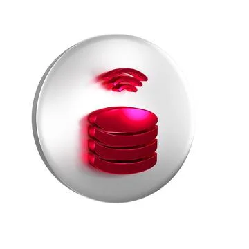 Red Smart Server, Data, Web Hosting icon isolated on transparent background.. Illustrazione stock