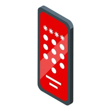 Red smartphone displaying password protected screen, emphasizing mobile sec.. Stock Illustration