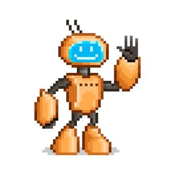 Red smiling anthropomorphic robot Stock Illustration