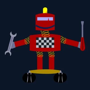 Red smiling robot Stock Illustration