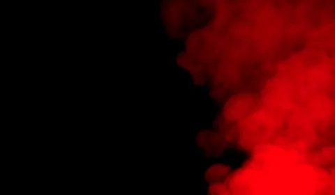 Red smoke on a black background. Red smoke background. Colored steam. Stock Illustration