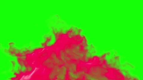 Red smoke clouds drifting slowly across bright green screen background for Stock Footage 340611421