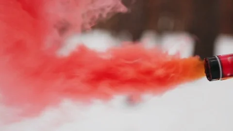 Red Smoke Erupts In The Pine Forest Video stock 73437414