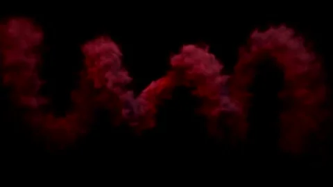 Red Smoke Spiral Streams Emerging and Dissipating on Black Background Video stock 341824561