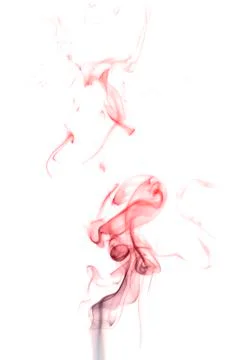 Red smoke on white background Photos