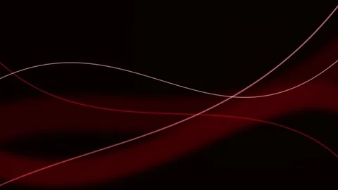 Red smoky wave and thin curved lines sway on a dark background Stock Footage 342216492