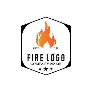 Red smoldering fire icon vector logo, classic retro design イラスト素材