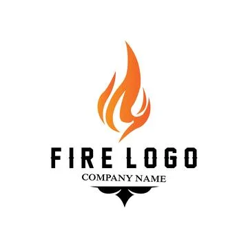 Red smoldering fire icon vector logo, classic retro design イラスト素材