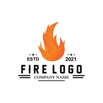 Red smoldering fire icon vector logo, classic retro design イラスト素材
