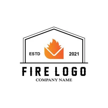 Red smoldering fire icon vector logo, classic retro design イラスト素材