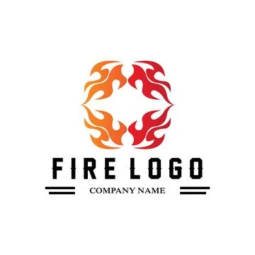 Red smoldering fire icon vector logo, classic retro design イラスト素材