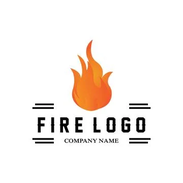 Red smoldering fire icon vector logo, classic retro design イラスト素材
