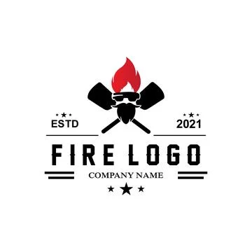 Red smoldering fire icon vector logo, classic retro design イラスト素材