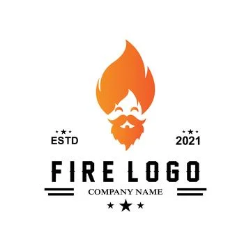Red smoldering fire icon vector logo, classic retro design イラスト素材