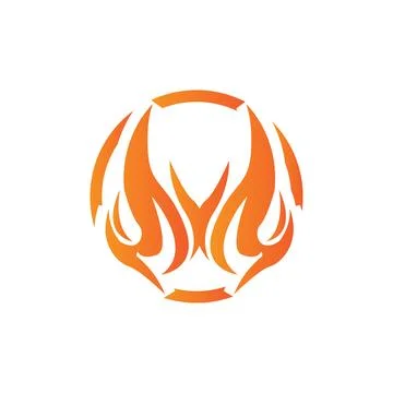 Red smoldering fire icon vector logo, classic retro design イラスト素材