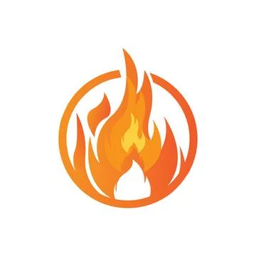 Red smoldering fire icon vector logo, classic retro design イラスト素材